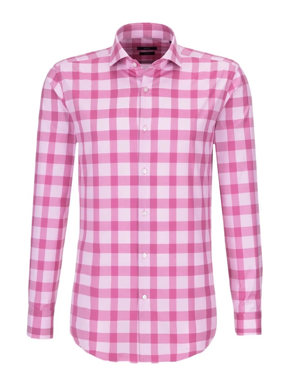 Hugo Boss Jason Men’s Pink Gingham Slim Fit Collared Shirt